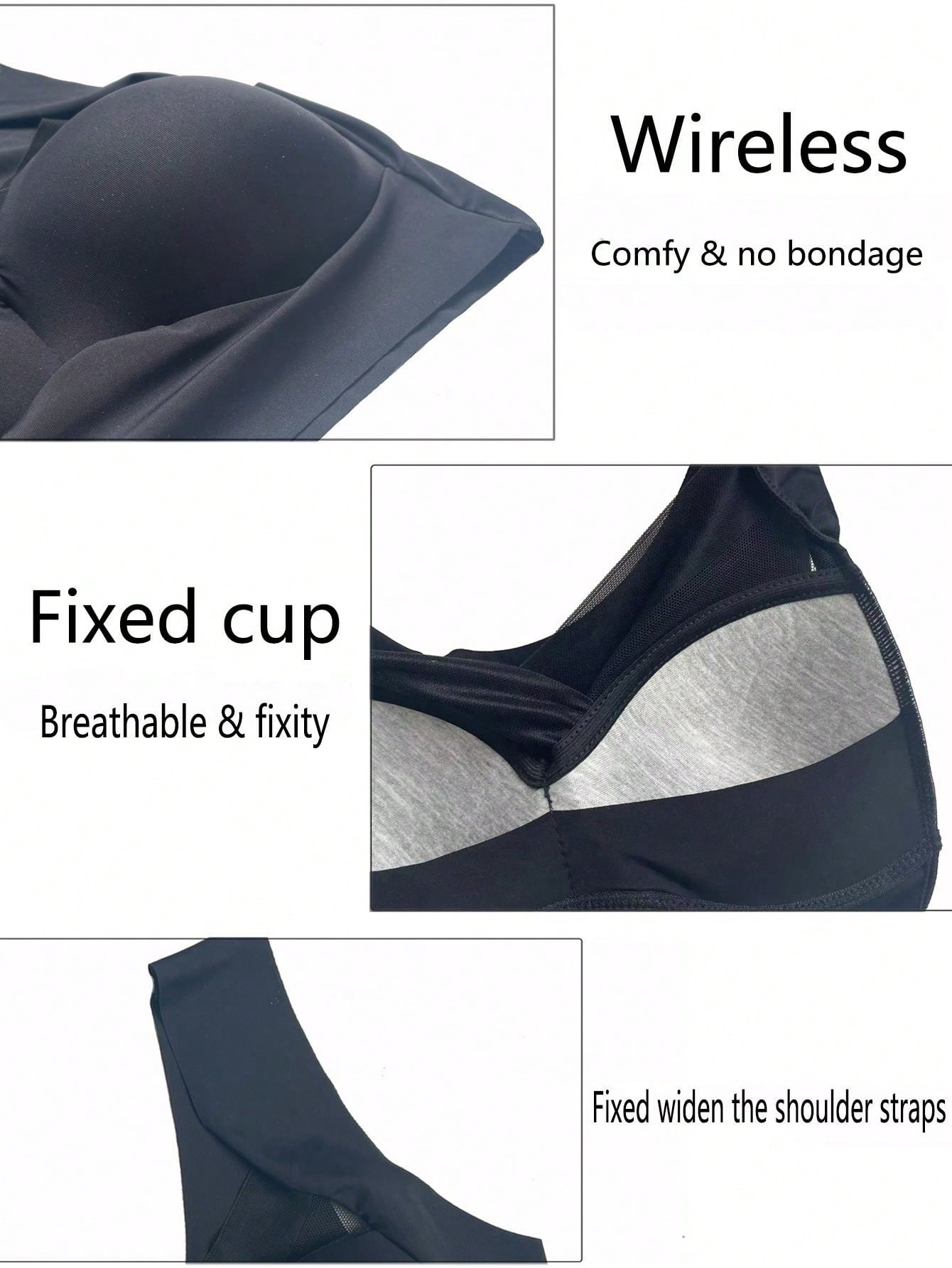 3pcs Women's Seamless Ice Silk Sexy Bra Underwear, Backless, No Trace, Lingerie