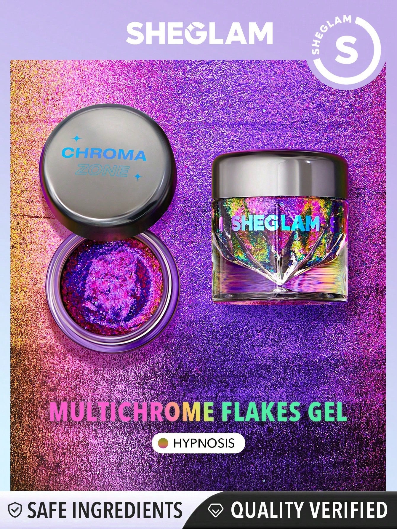 SHEGLAM Chroma Zone Multichrome Flake Gel-Hypnosis 3 Colors Gradient Purple Shiny Eyeshadow Cream Multi-Tone High Shine Finish Non-Greasy Non-Fading Glitter Shimmer Eyeshadow Flake Y2K Black Friday Party Eyeshadow Xmas Christmas Gift Winter