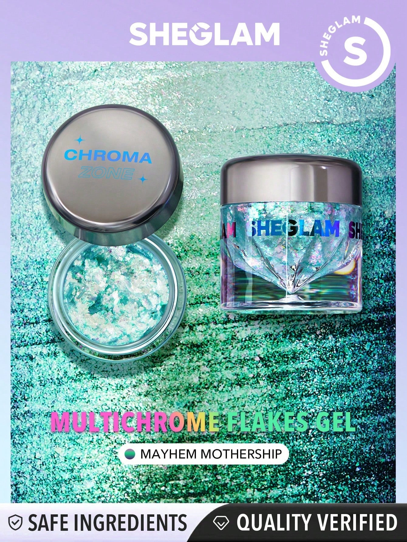 SHEGLAM Chroma Zone Multichrome Flake Gel-Hypnosis 3 Colors Gradient Purple Shiny Eyeshadow Cream Multi-Tone High Shine Finish Non-Greasy Non-Fading Glitter Shimmer Eyeshadow Flake Y2K Black Friday Party Eyeshadow Xmas Christmas Gift Winter