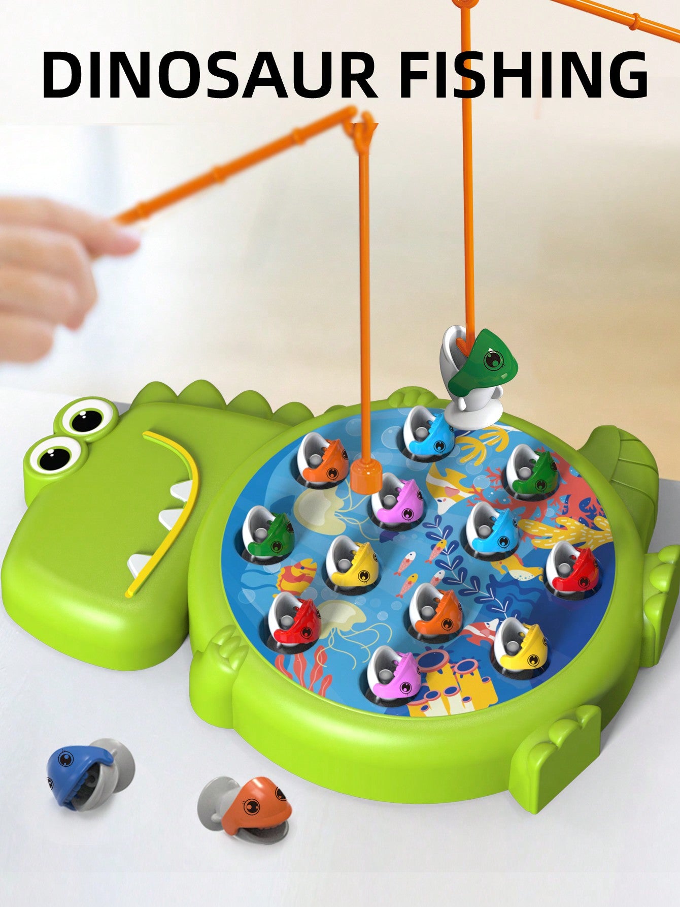 Cartoon Fishing Game Toy Without Battery, Seal/Dinosaur/Cat Design, Suitable For 2-Player Game. Suitable For 3-6 Years Old Boys And Girls.