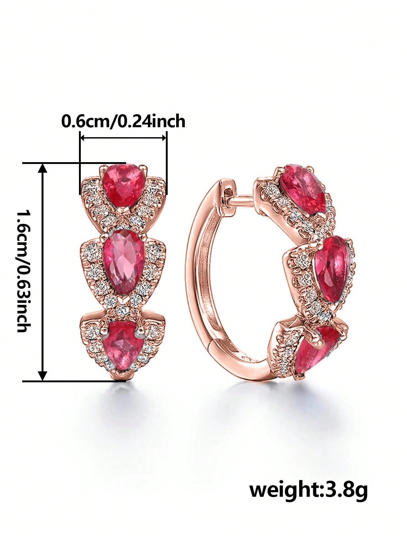 1 Pair Fashion Cubic Zirconia Hoop Earrings For Women For Wedding Anniversary Engagement Party Jewelry Valentine's Day Gift