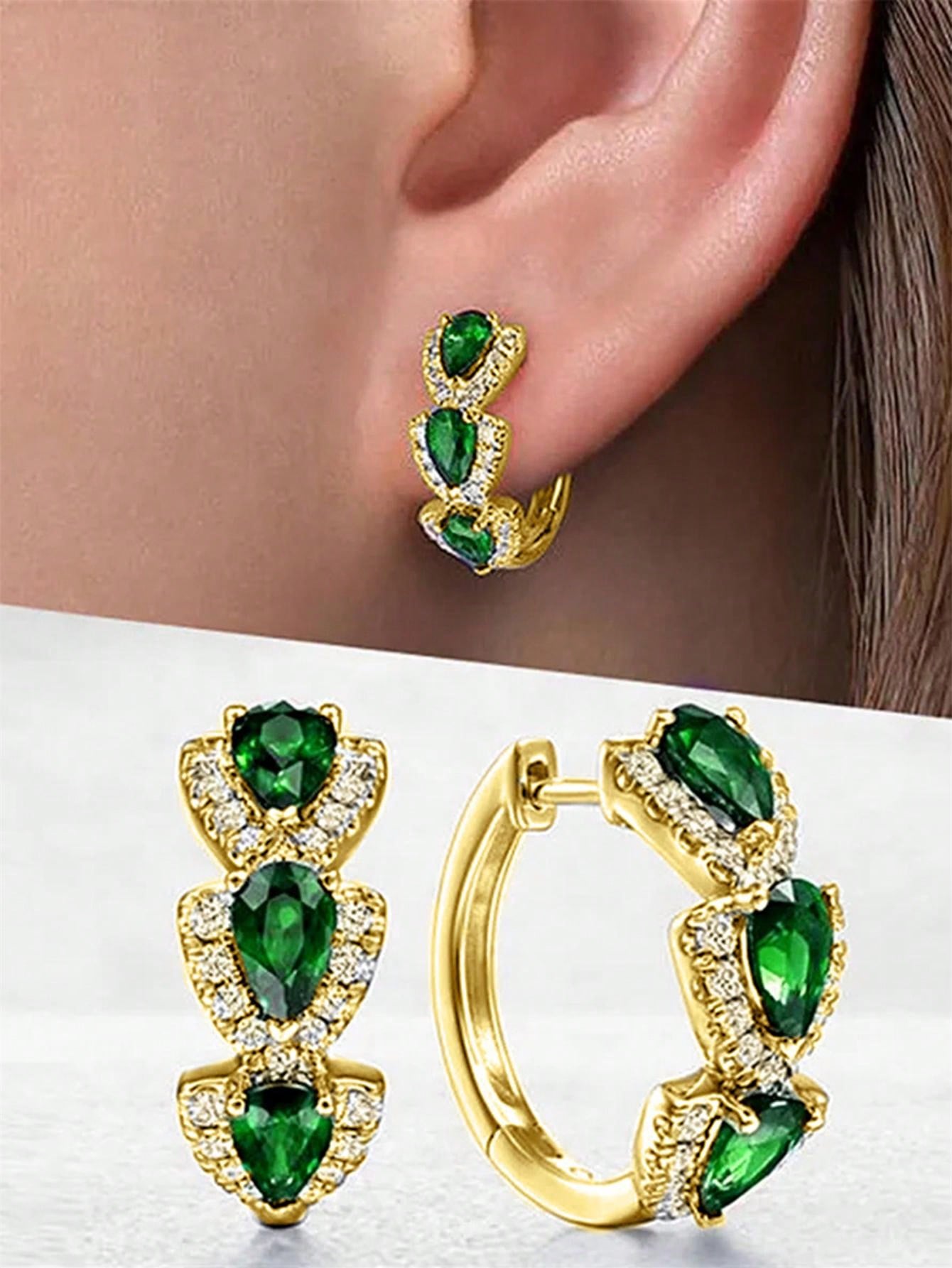 1 Pair Fashion Cubic Zirconia Hoop Earrings For Women For Wedding Anniversary Engagement Party Jewelry Valentine's Day Gift