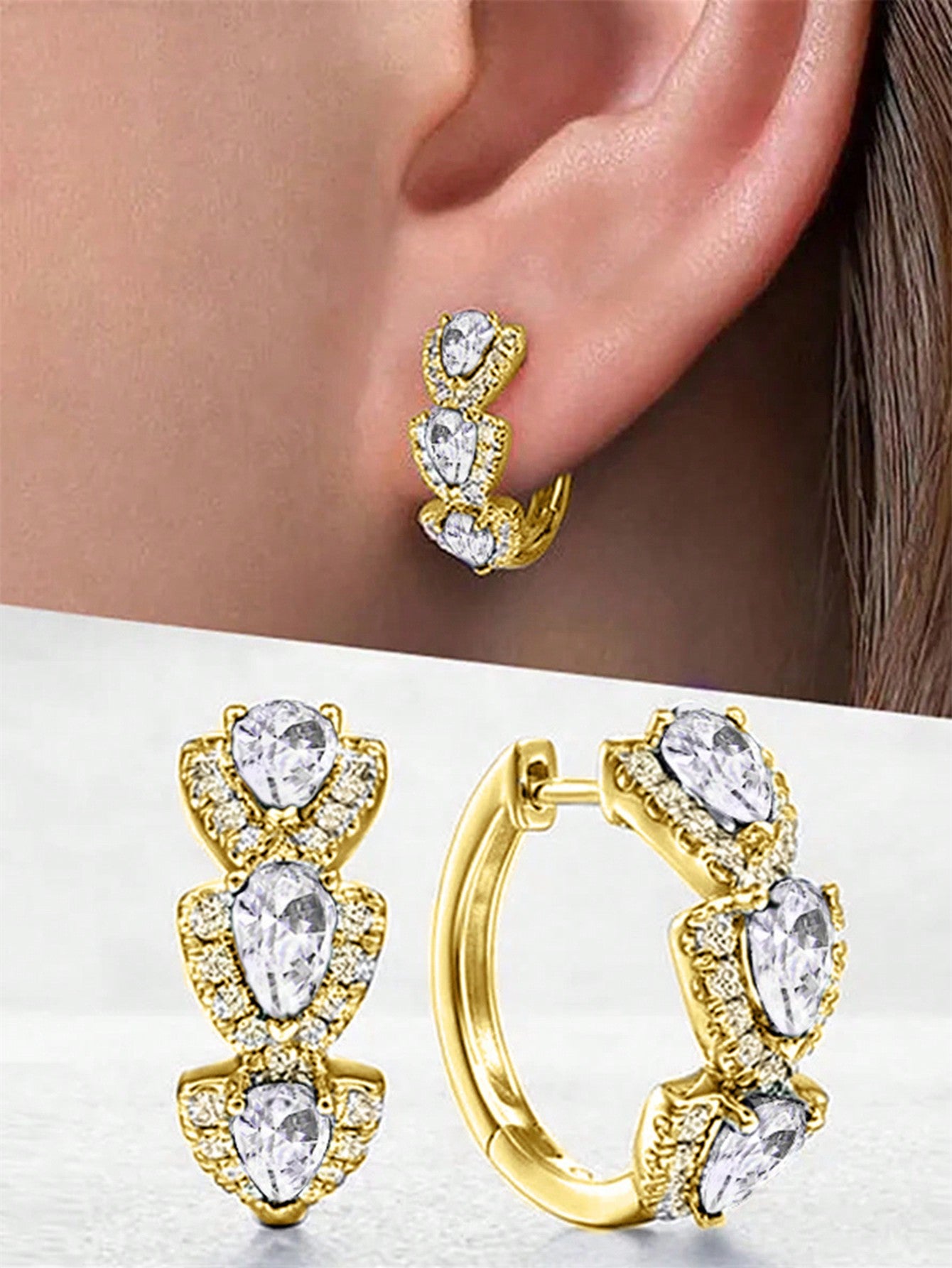 1 Pair Fashion Cubic Zirconia Hoop Earrings For Women For Wedding Anniversary Engagement Party Jewelry Valentine's Day Gift