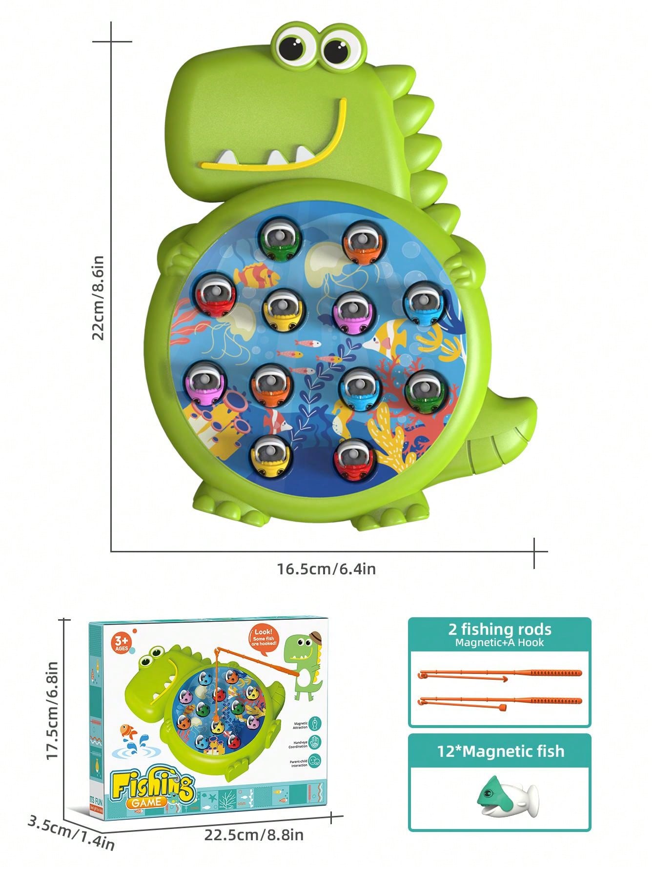 Cartoon Fishing Game Toy Without Battery, Seal/Dinosaur/Cat Design, Suitable For 2-Player Game. Suitable For 3-6 Years Old Boys And Girls.