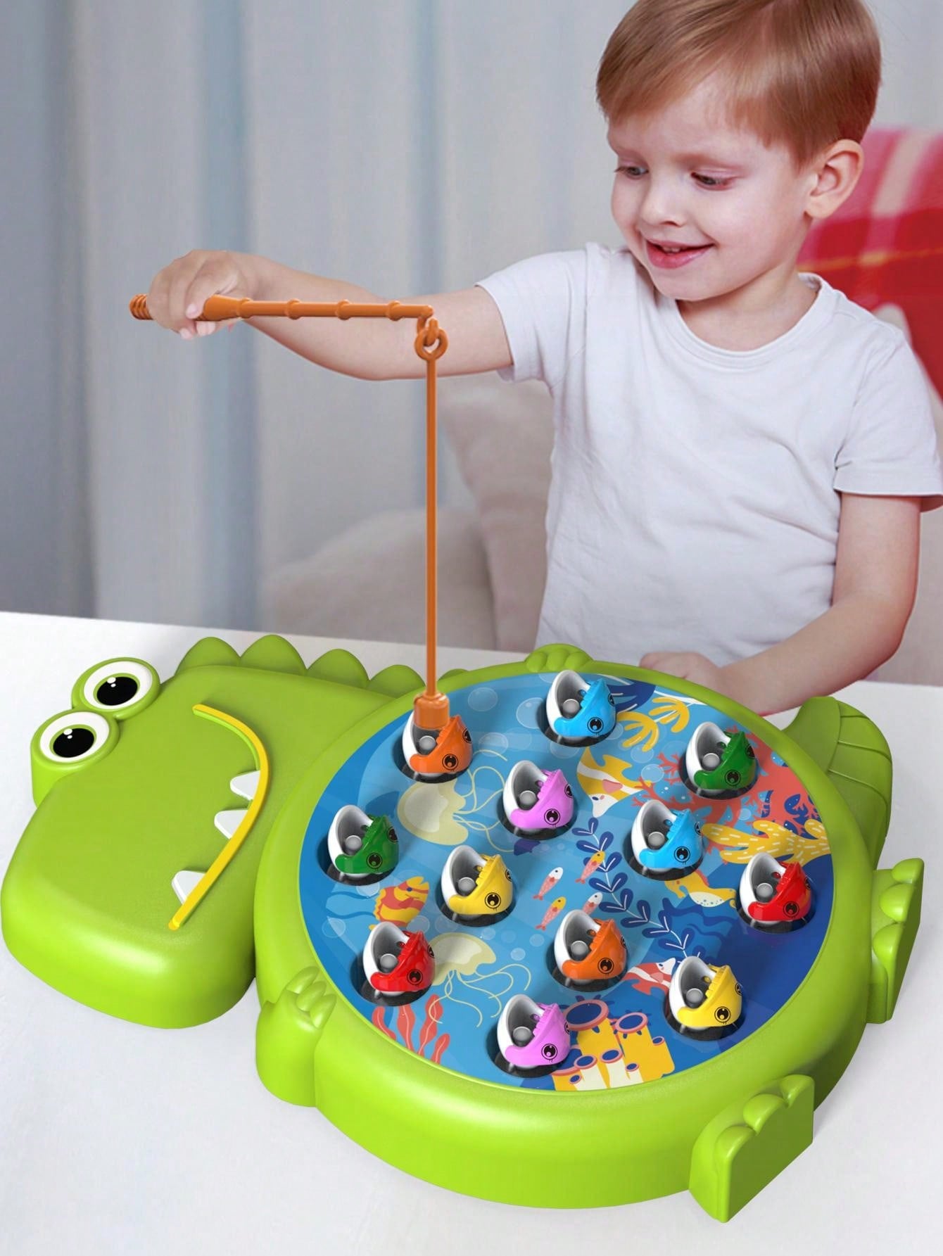 Cartoon Fishing Game Toy Without Battery, Seal/Dinosaur/Cat Design, Suitable For 2-Player Game. Suitable For 3-6 Years Old Boys And Girls.