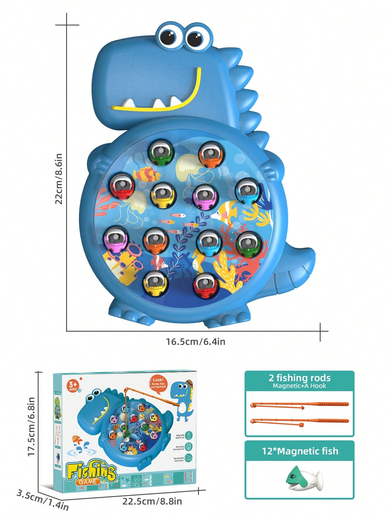 Cartoon Fishing Game Toy Without Battery, Seal/Dinosaur/Cat Design, Suitable For 2-Player Game. Suitable For 3-6 Years Old Boys And Girls.