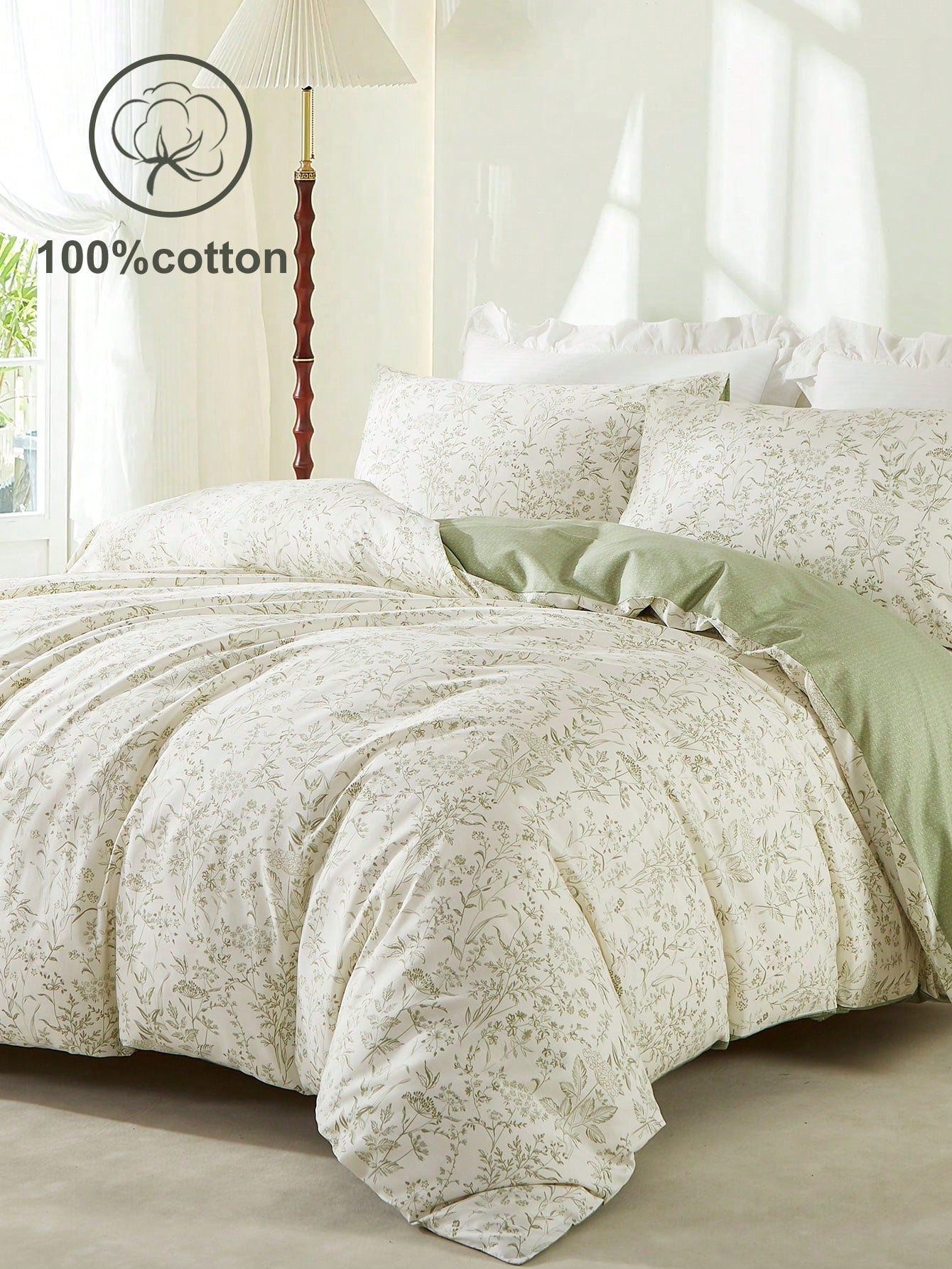 3pcs Ditsy Ditsy Floral Comfortable All-Season Duvet Cover Set