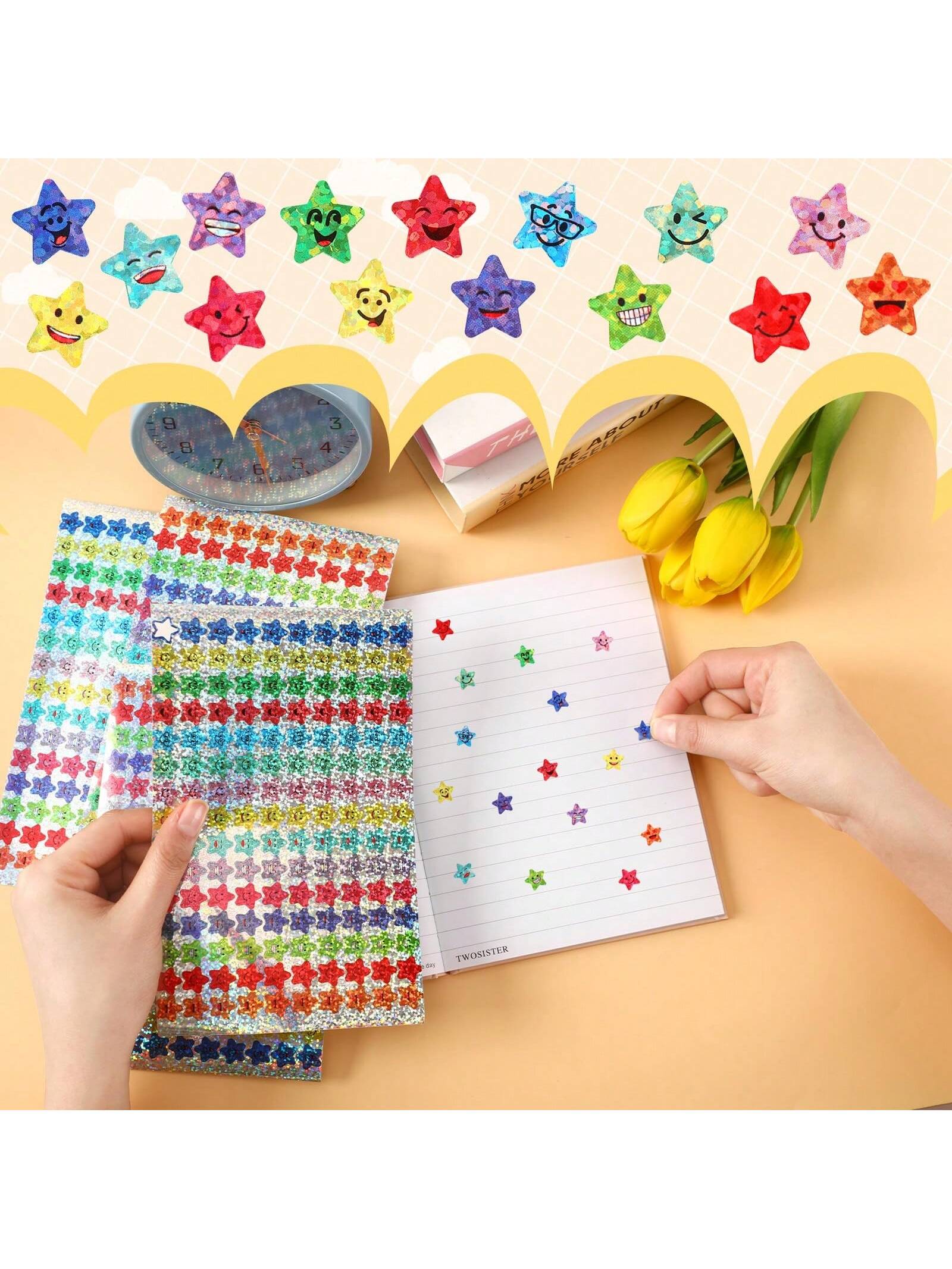 1500/3000 Pieces Of Sparkling Foil Little Star Stickers, 15 Designs Of  Face Stickers For Student Rewards, Sparkling Foil Star Stickers For Rewarding Behaviors Chart Label School Student Teacher Supplies