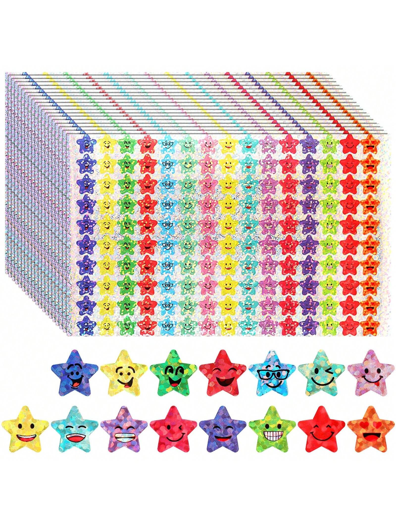 1500/3000 Pieces Of Sparkling Foil Little Star Stickers, 15 Designs Of  Face Stickers For Student Rewards, Sparkling Foil Star Stickers For Rewarding Behaviors Chart Label School Student Teacher Supplies