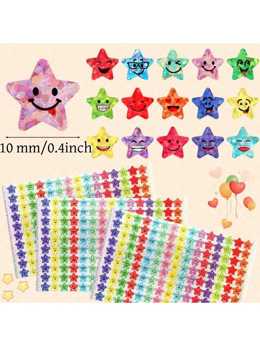 1500/3000 Pieces Of Sparkling Foil Little Star Stickers, 15 Designs Of  Face Stickers For Student Rewards, Sparkling Foil Star Stickers For Rewarding Behaviors Chart Label School Student Teacher Supplies