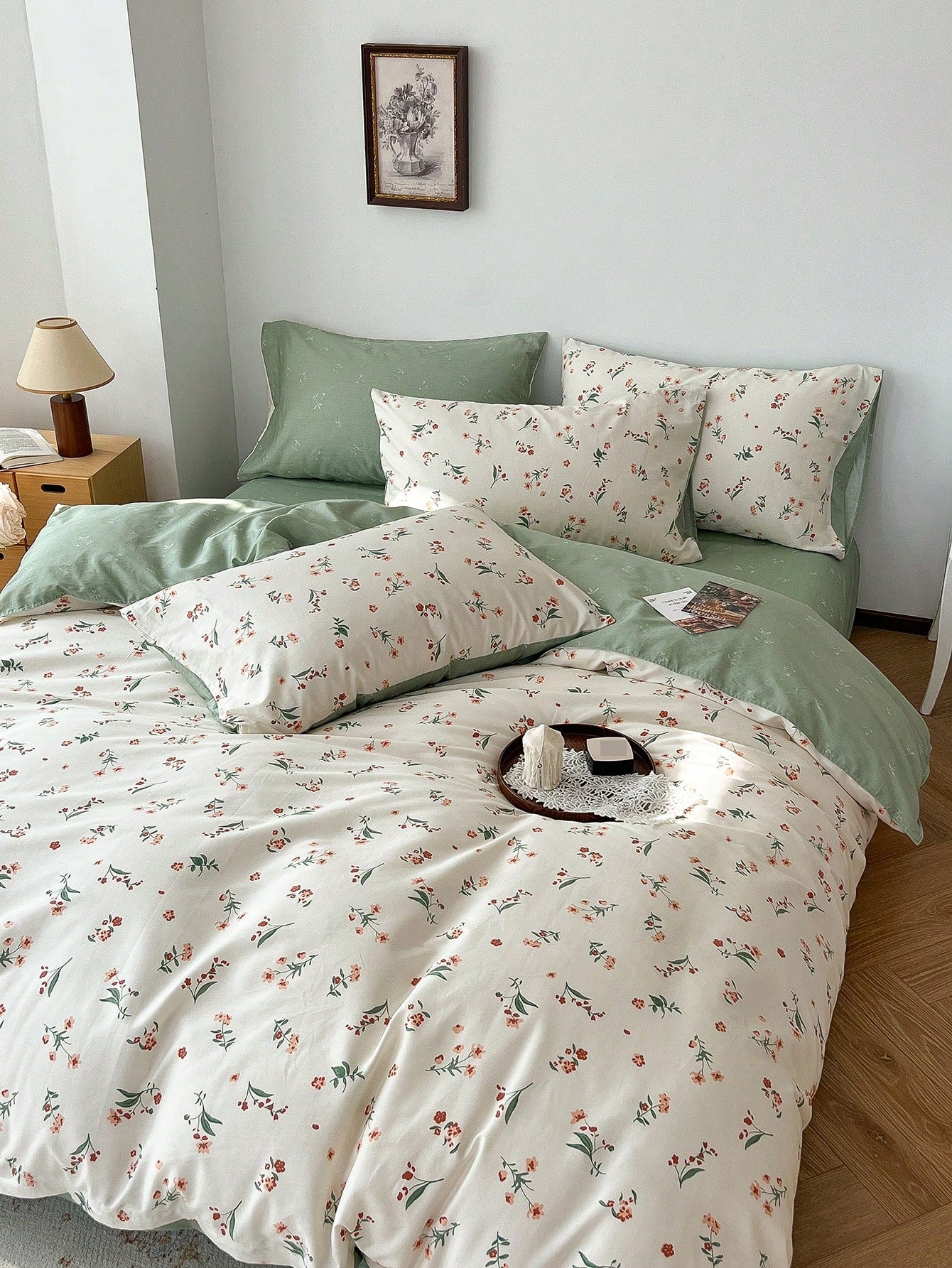 3pcs Vintage Floral Print Duvet Cover Set, Including 2 Pillowcases And 1 Duvet Cover (No Flat Sheet)