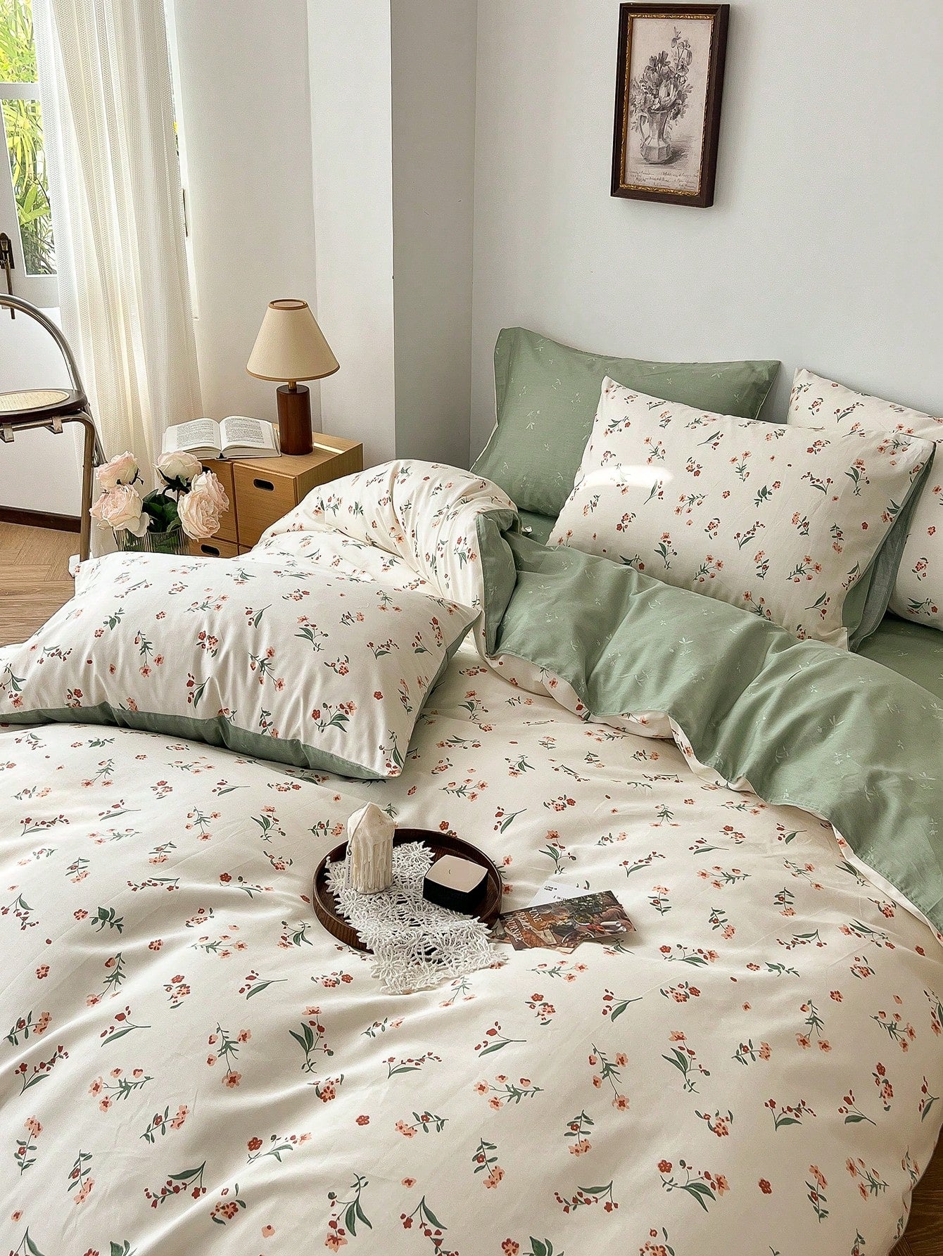 3pcs Vintage Floral Duvet Cover Set, 2 Pillowcases   1 Quilt Cover (No Bed Sheet)