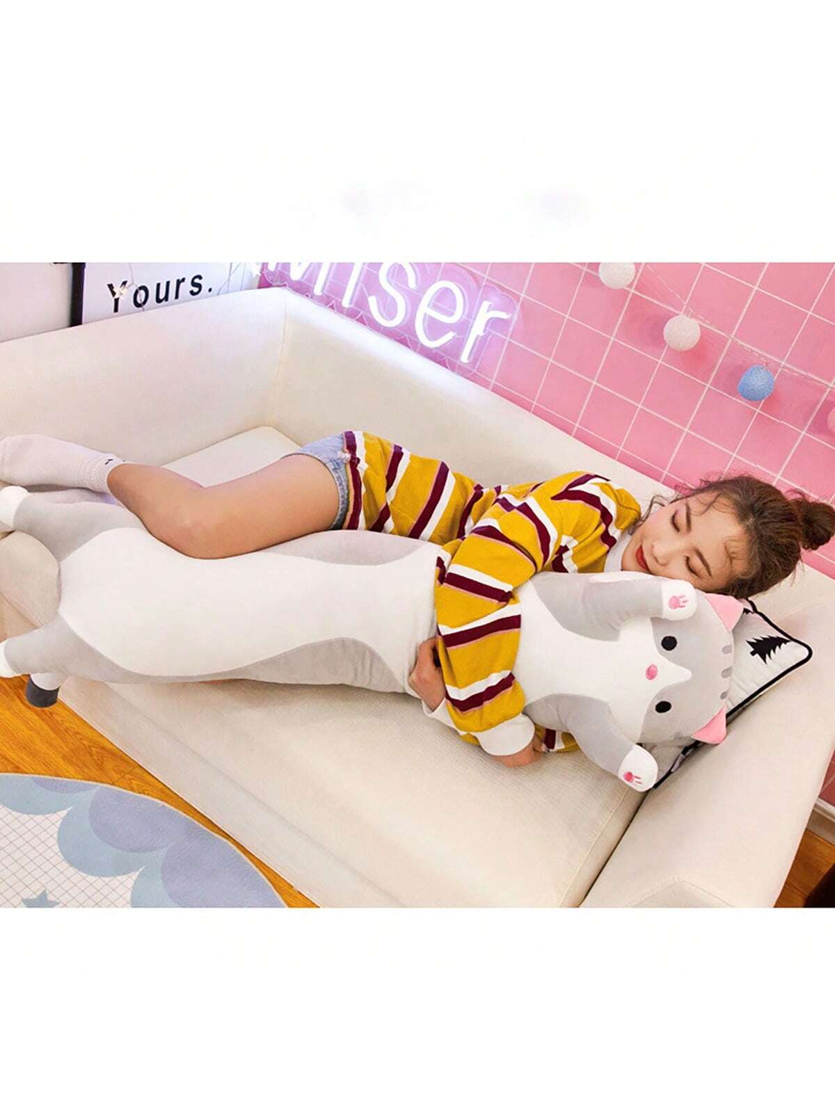 27.5inch And 19.6inch Long Cat Plush Toys Cute Animal Cat Creative Long Soft Toys Office Break Sleeping Pillow Cushion Stuffed Gift   Birthday Gift Christmas Gift For