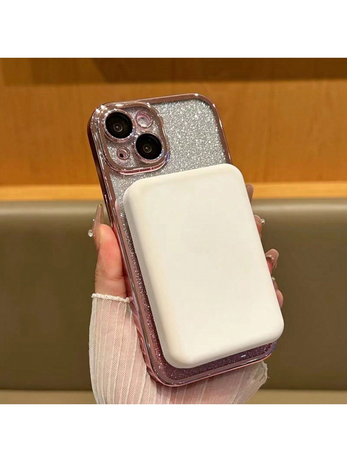 1pc Rose Gold Magsafe Support Plating Edge TPU Phone Case With Camera Protector, Shockproof Protective Cover Compatible With Apple IPhone 15pro Max 14 13 12 11 Full Package