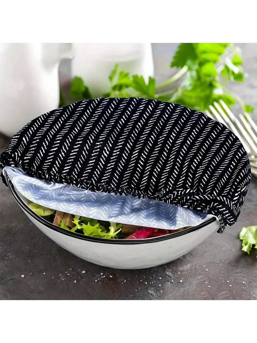 5 Pieces Oxford Cloth Bowl Covers, Reusable Salad Bowl Dust-Proof Cover Fresh-Keeping Wrap With Digital Printing Pattern