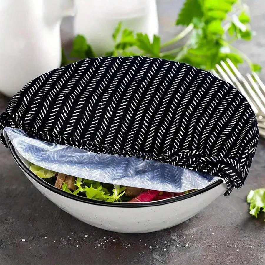 5 Pieces Oxford Cloth Bowl Covers, Reusable Salad Bowl Dust-Proof Cover Fresh-Keeping Wrap With Digital Printing Pattern