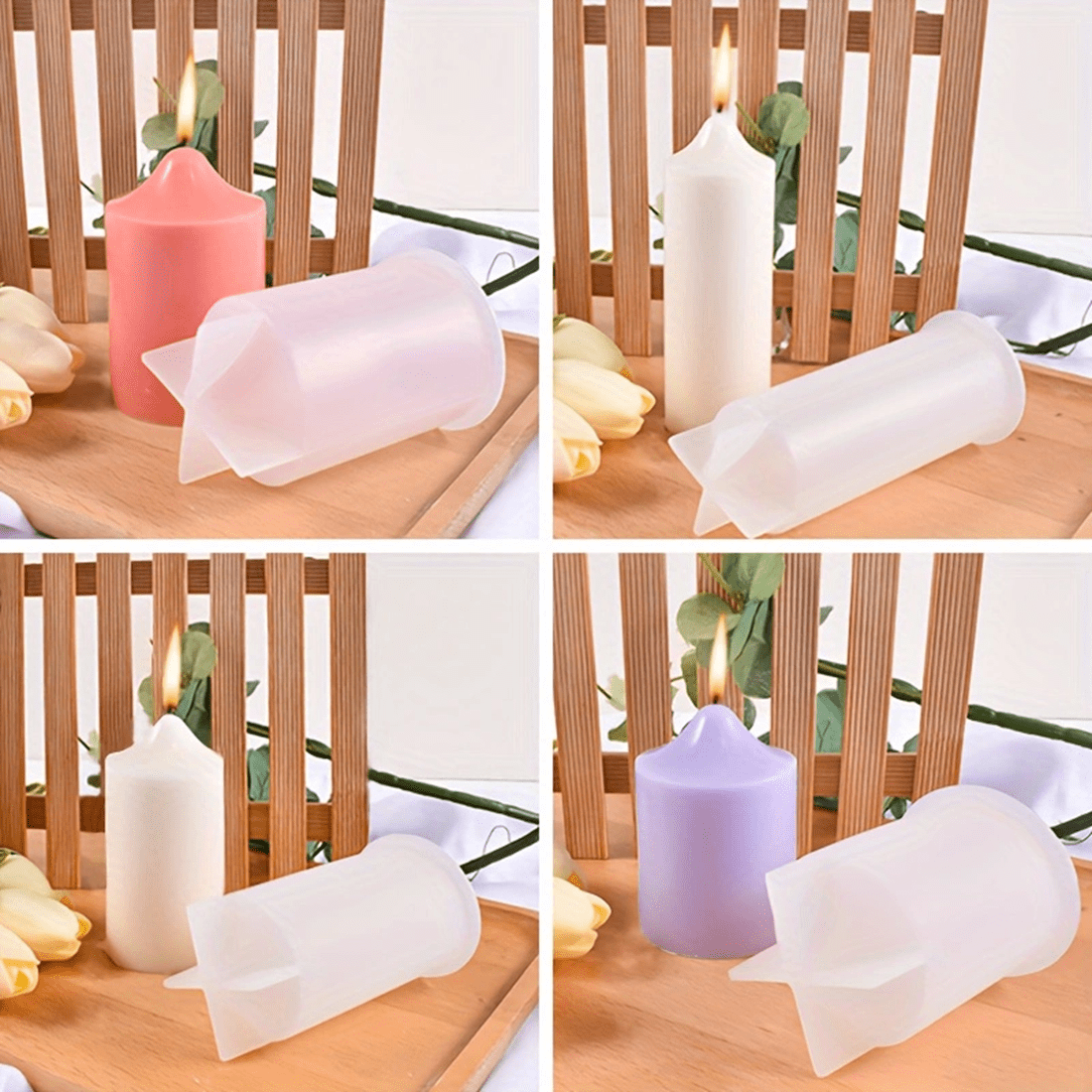 Set Of 4 Silicone Molds For Candle Making, Pillar Candle Molds, DIY Home Decoration, Handcraft DIY Jewelry