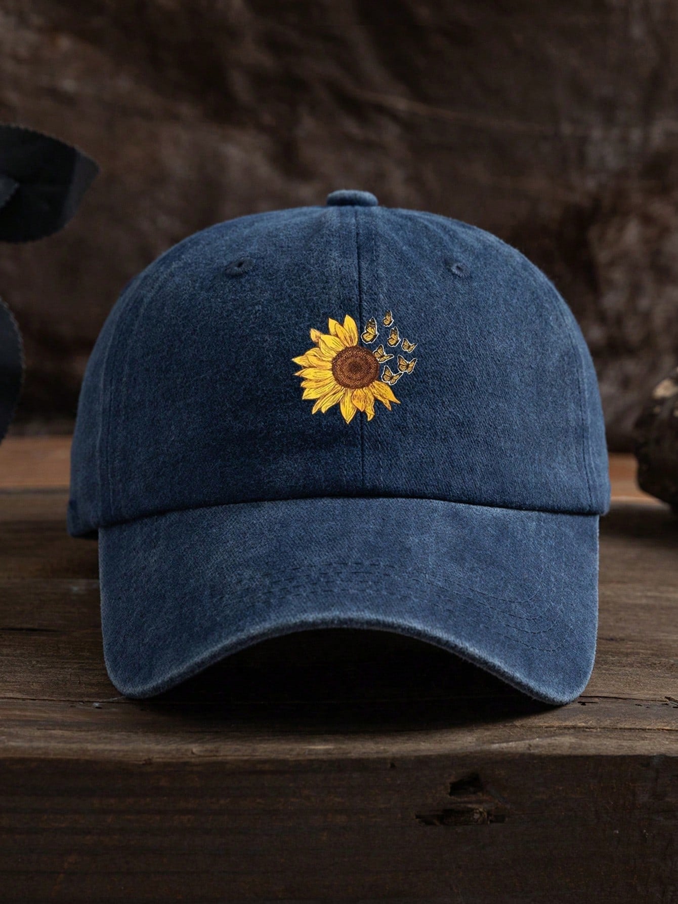 1pc Unisex Outdoor Casual Sunflower Print Adjustable Baseball Cap