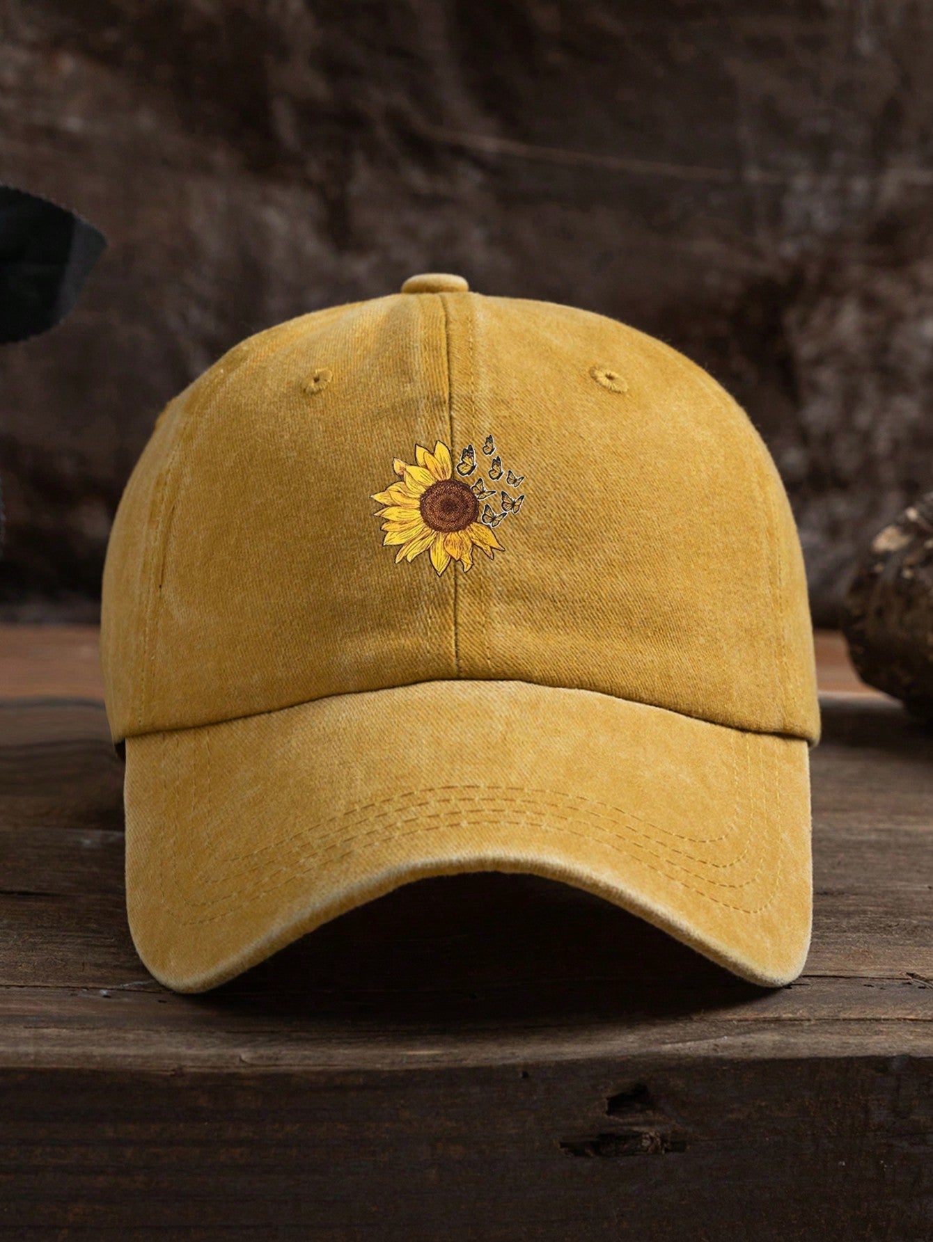 1pc Unisex Outdoor Casual Sunflower Print Adjustable Baseball Cap