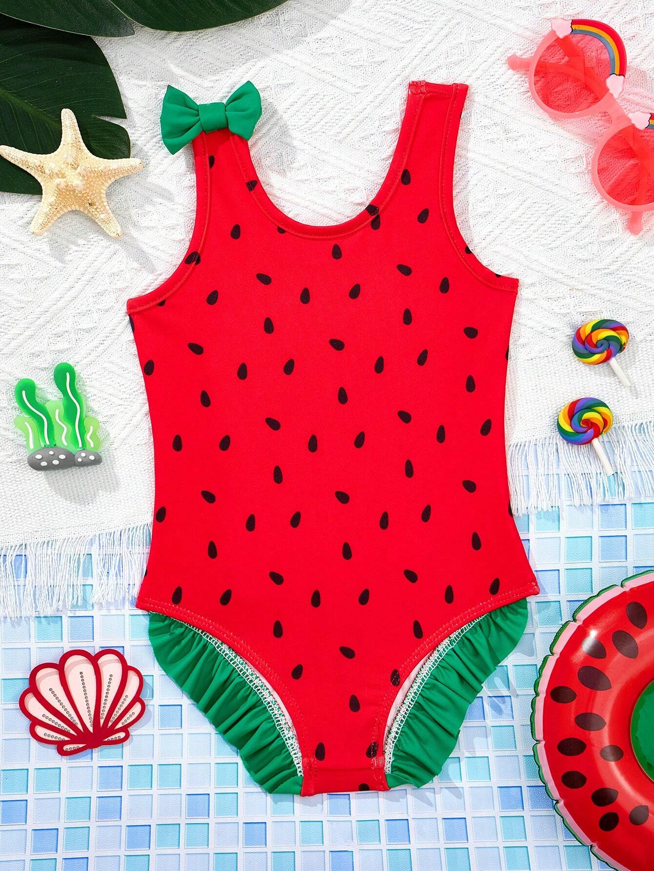 Baby Girl Casual Summer Cute Watermelon Printed Tankini Swimsuit