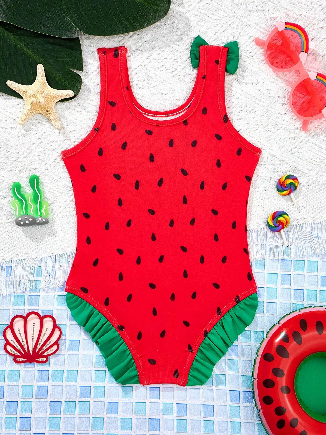 Baby Girl Casual Summer Cute Watermelon Printed Tankini Swimsuit