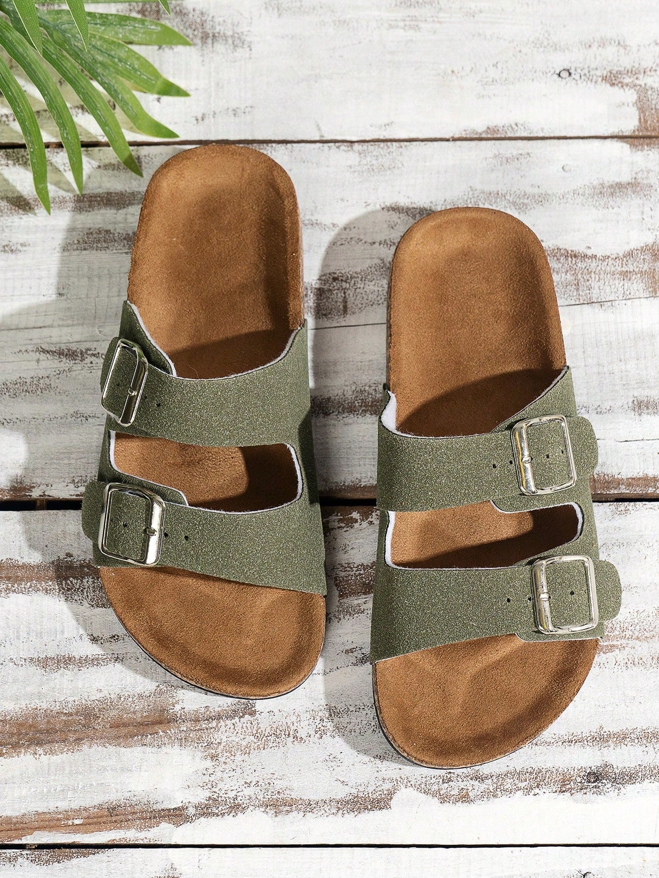 Trendy And Fashionable Buckle Flat Cork Slippers With Vacation Vibes For Men And Women, One-Button Outdoor Casual Sandals For Summer Beach