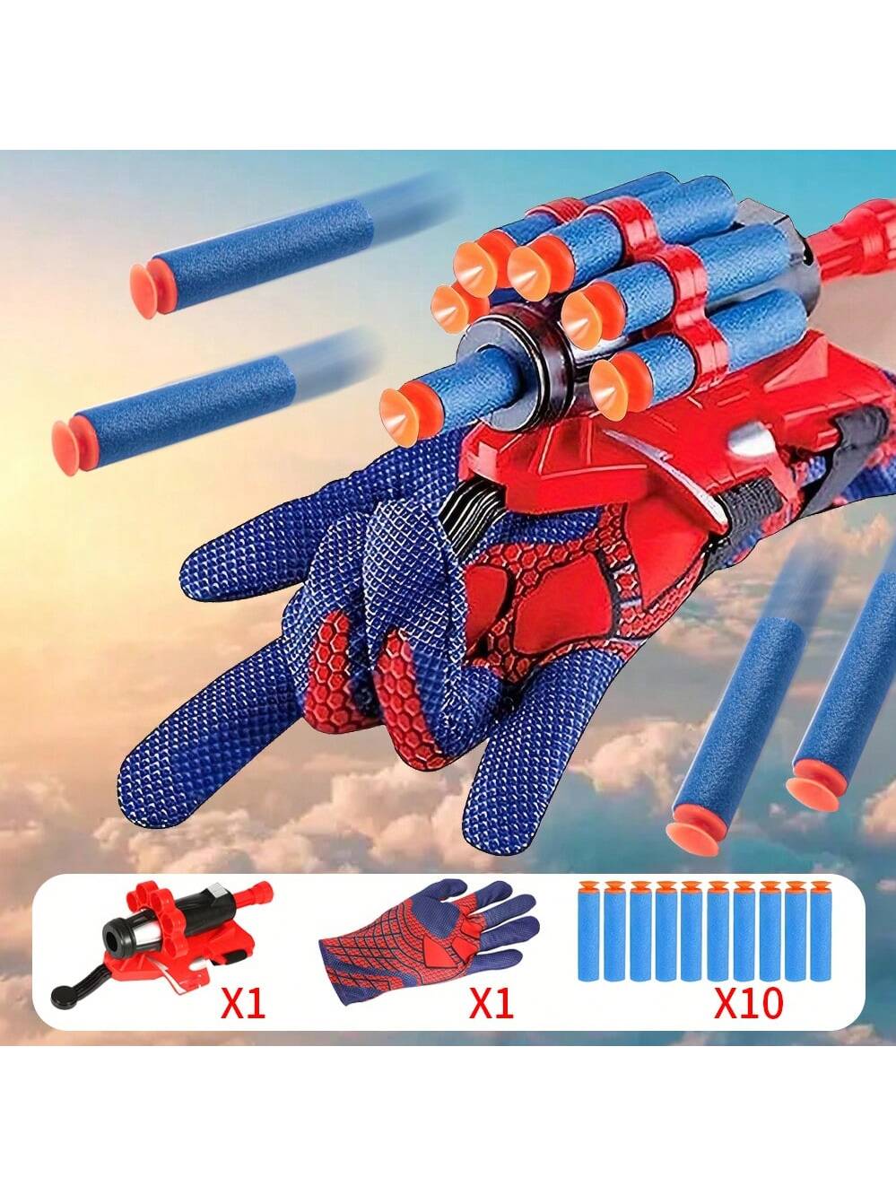 Christmas Decoration Glove Launcher Toy, Spider Web Suction Cup EVA Foam Bullet, Hero Role-Playing Prop, Interactive Game For Kids To Wear On Arm, Best Gift For Boys Festival Party