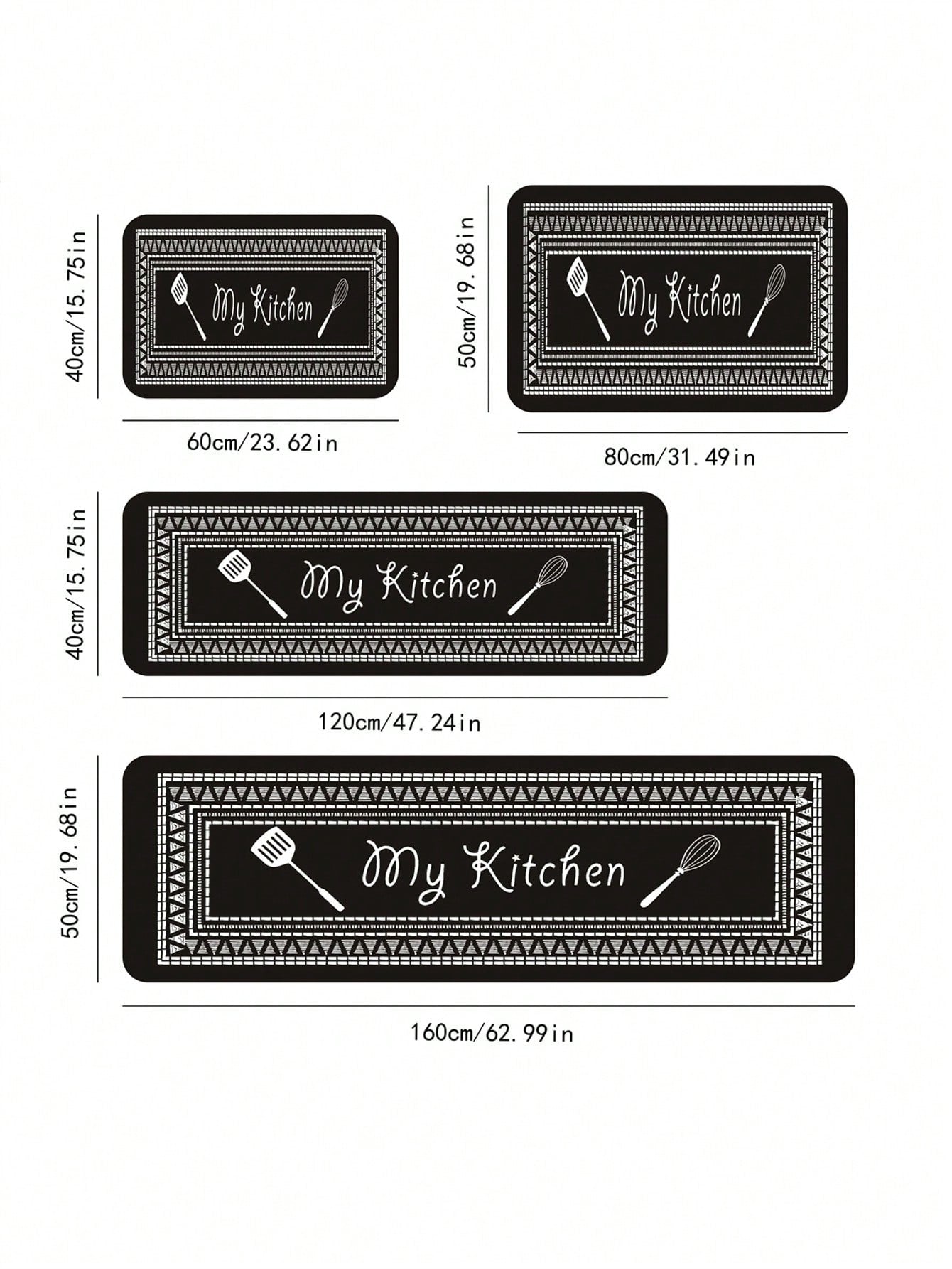 1pc Tableware & Letter Graphic Anti-Slip Kitchen Rug ,Room Decor