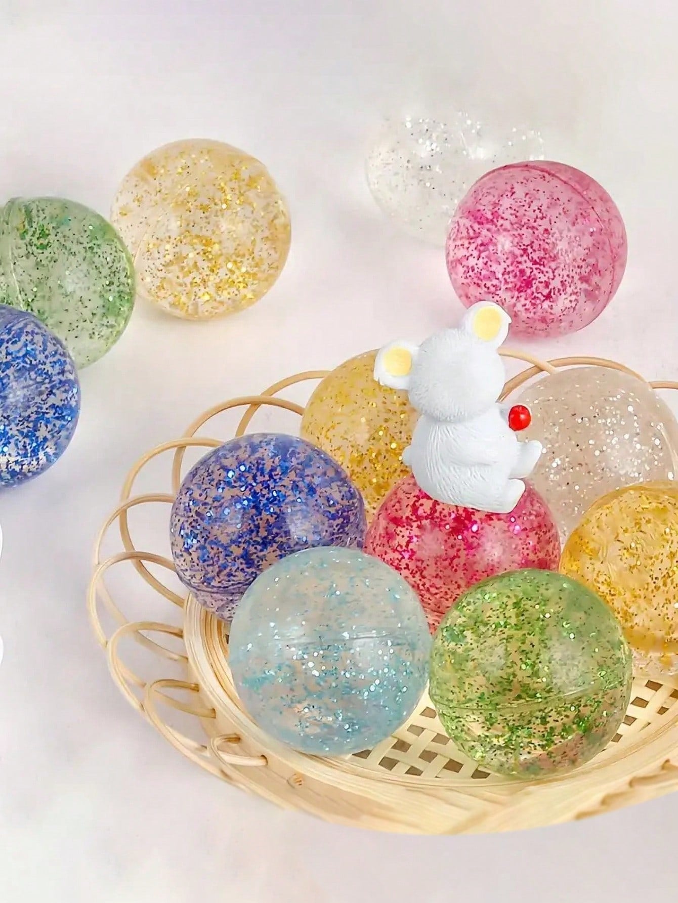 5/10/100pcs Random Color Transparent Soft Bouncy Balls, 1.06