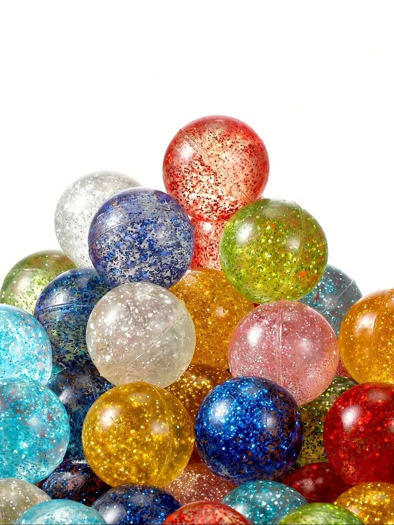 5/10/100pcs Random Color Transparent Soft Bouncy Balls, 1.06