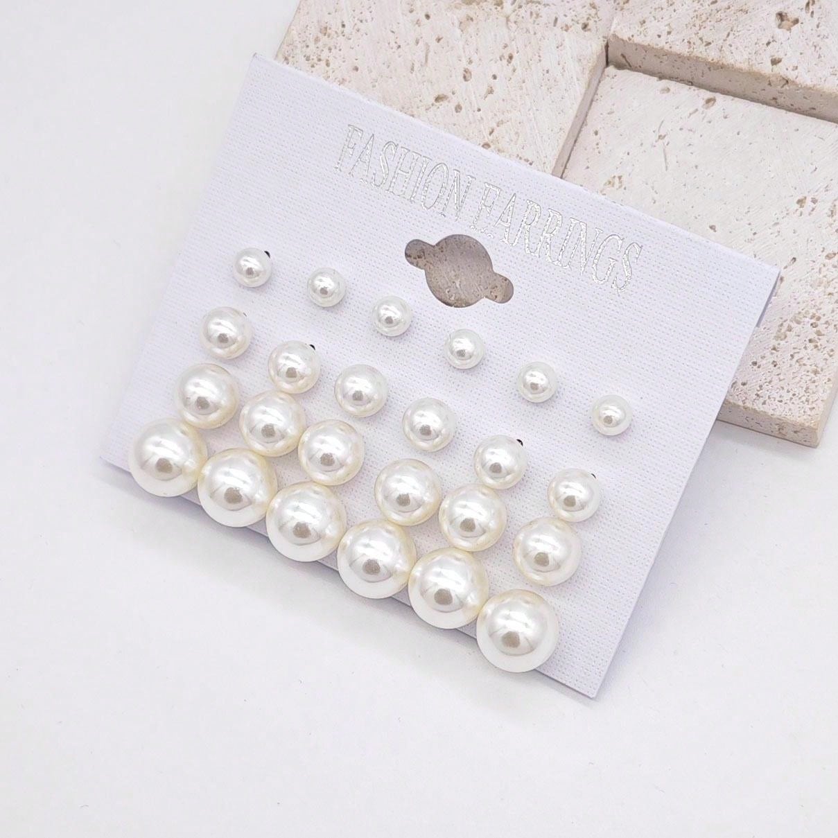 24pcs Cross-Border European And Korean Style Simple And Classic Pearl Earrings Set For Women