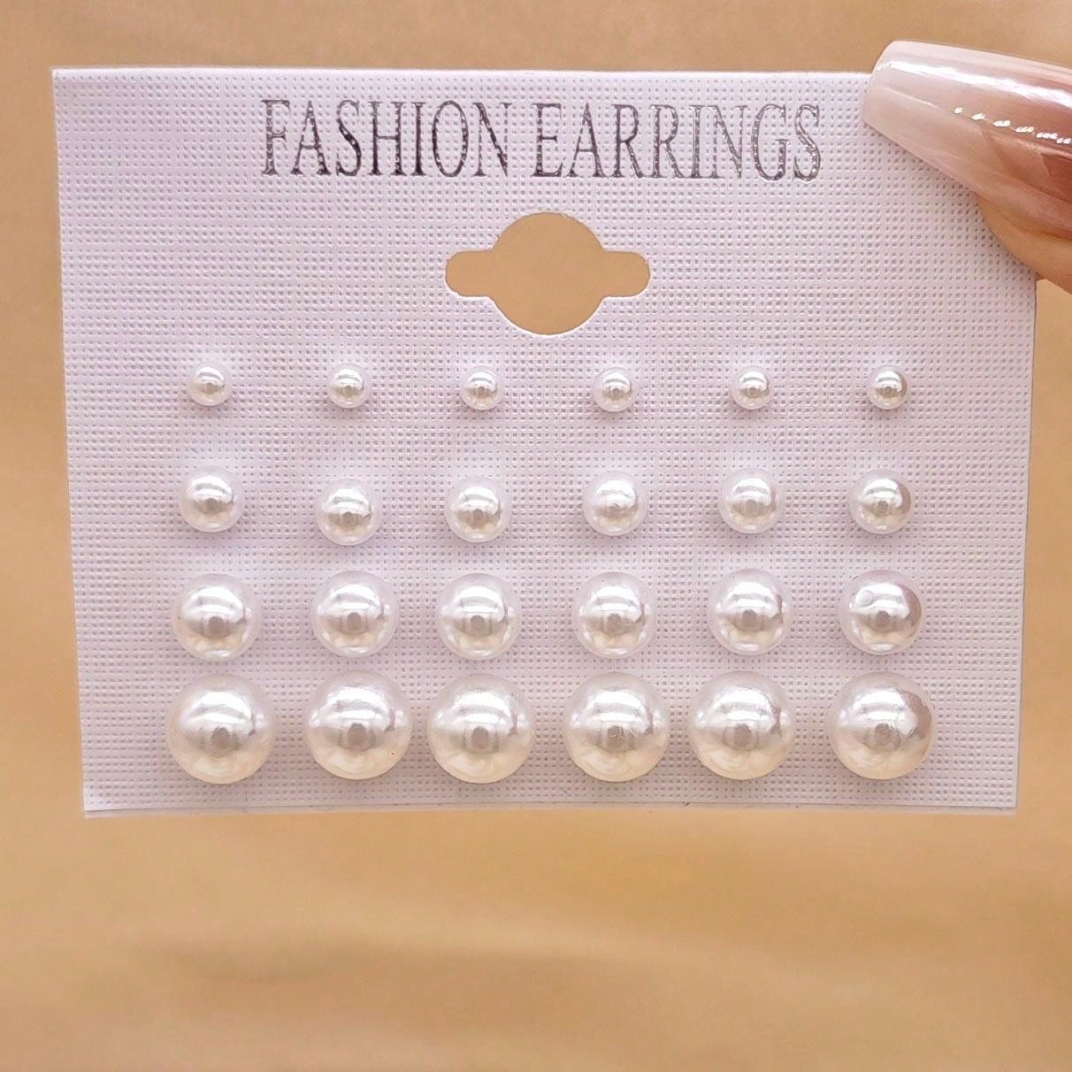 24pcs Cross-Border European And Korean Style Simple And Classic Pearl Earrings Set For Women