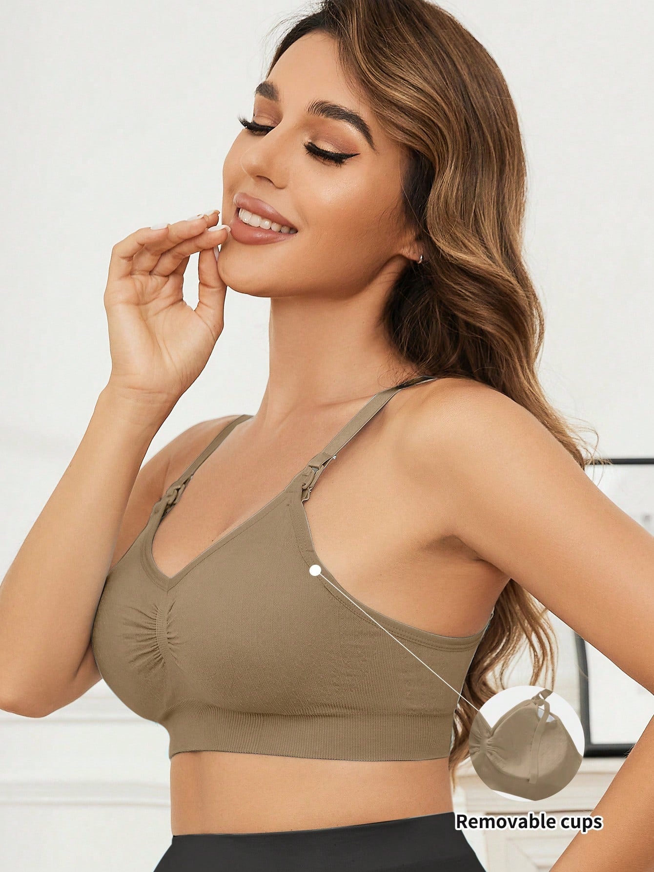 Solid Color Pleated Maternity Nursing Bra