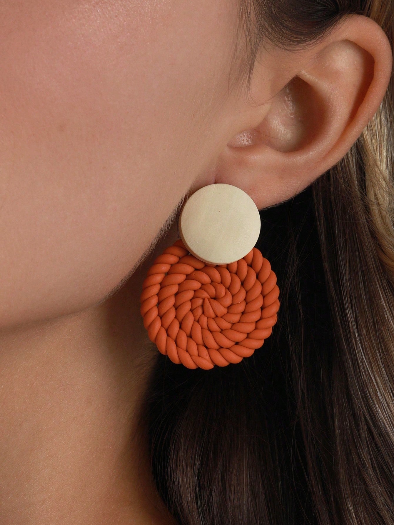 Braided Round Stud Earrings