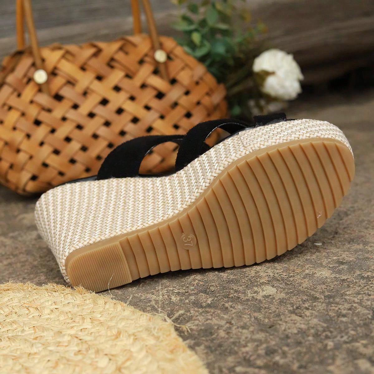 2024 New Style Suede Thick Heel Wedges Women's Daily Wear Slip On Slides!