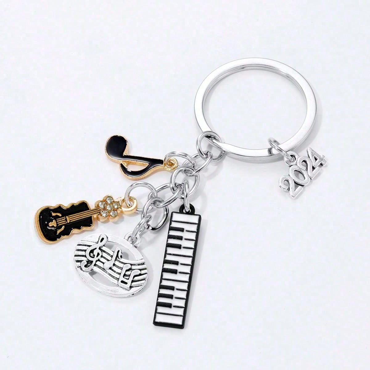 Street 1pc Women's European And American Musical Jewelry Notes Electric Piano Guitar Music Academy Teacher Student Gift Keychain