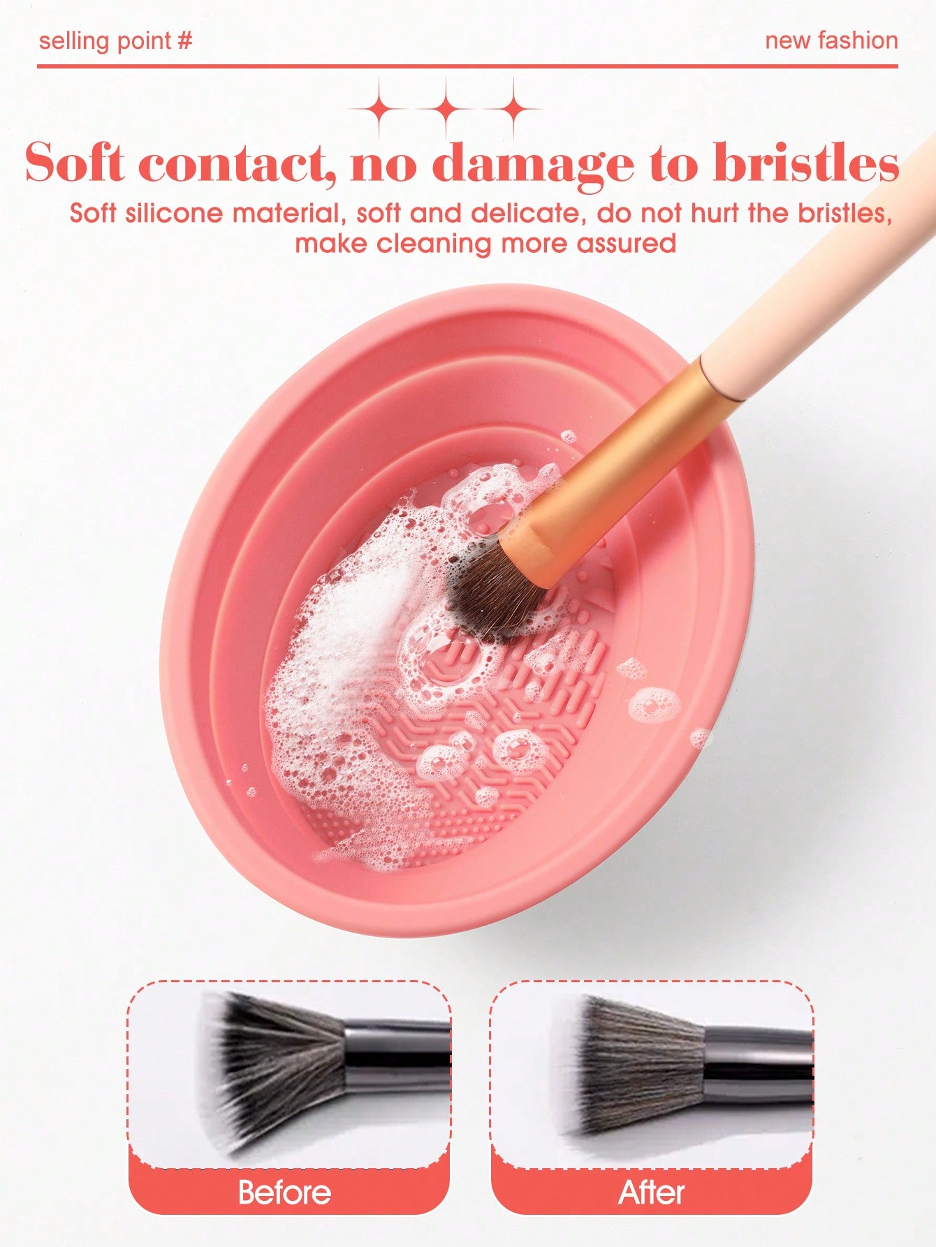 1pc Foldable Silicone Makeup Brush Cleaner Bowl - Etercycle Portable Cleaning Tool For Brushes, Powder Puffs, And Sponges