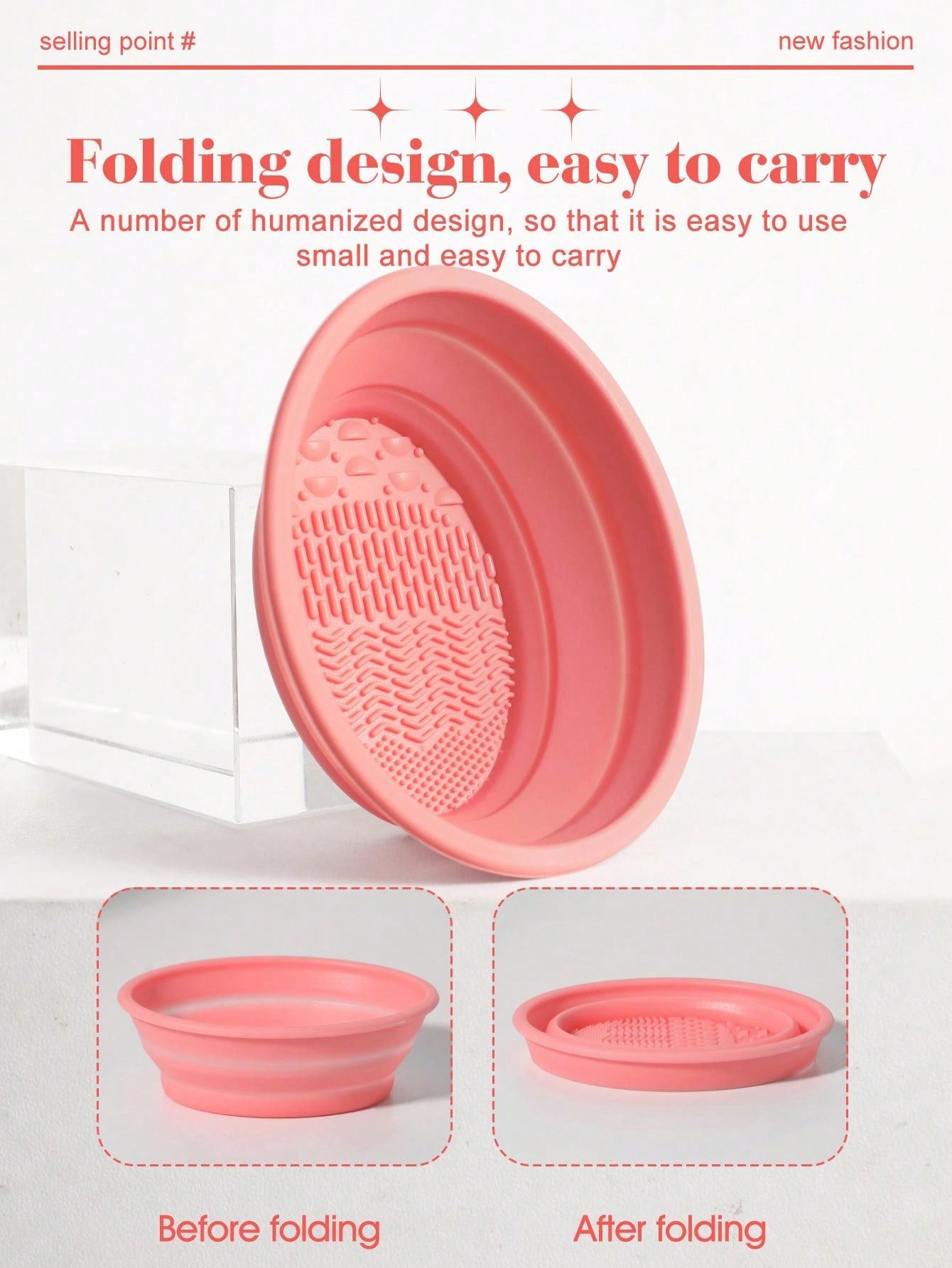 1pc Foldable Silicone Makeup Brush Cleaner Bowl - Etercycle Portable Cleaning Tool For Brushes, Powder Puffs, And Sponges