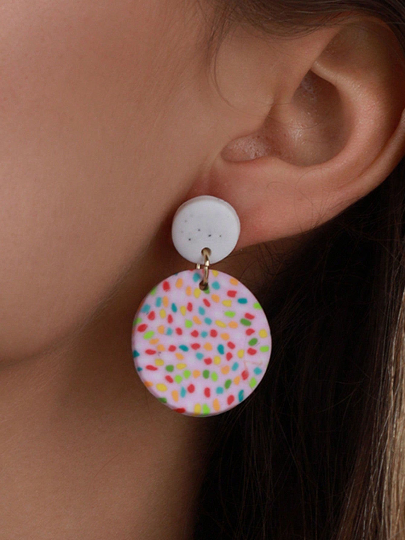 1pair Boho Graphic Round Drop Earrings For Women For Vacation