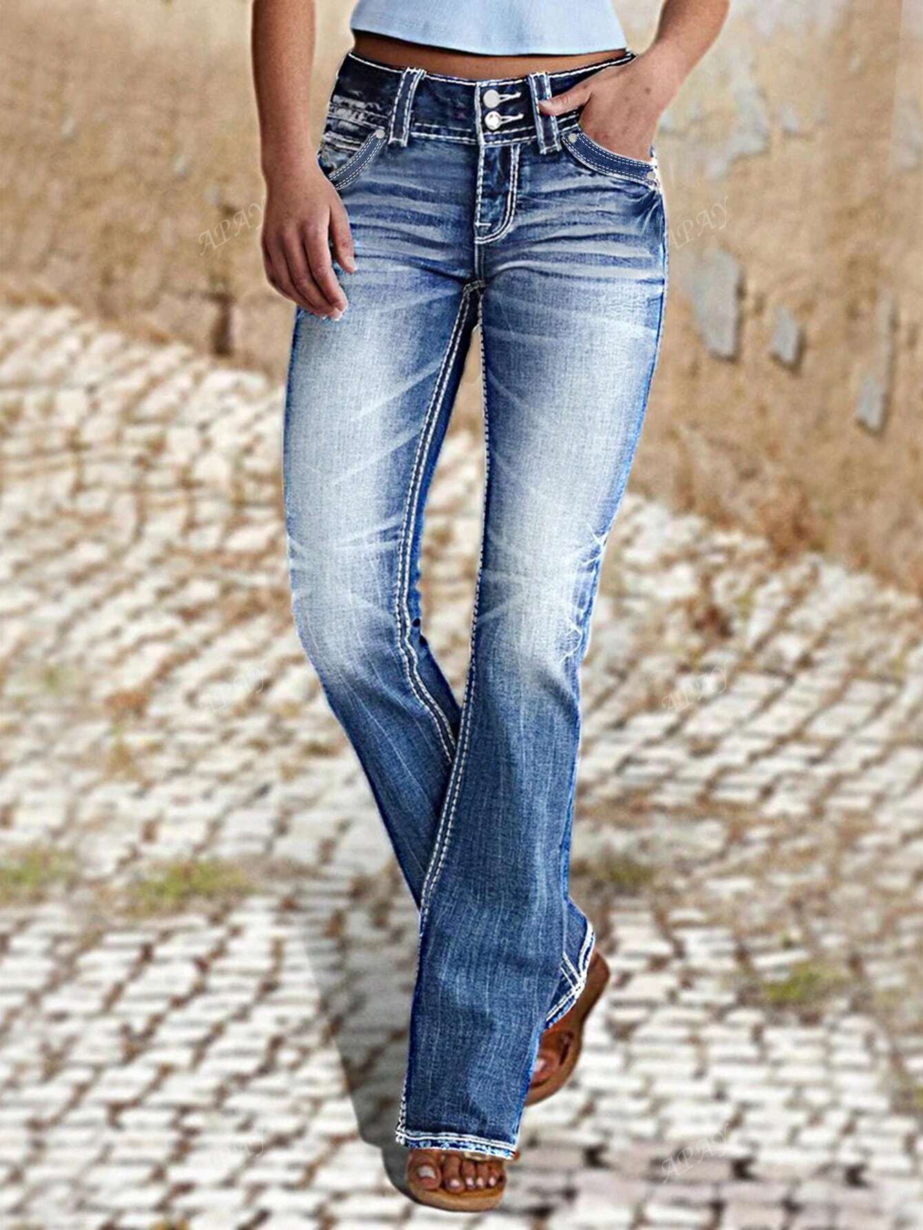 Women's Fashionable Vintage Slim Fit Flared Jeans