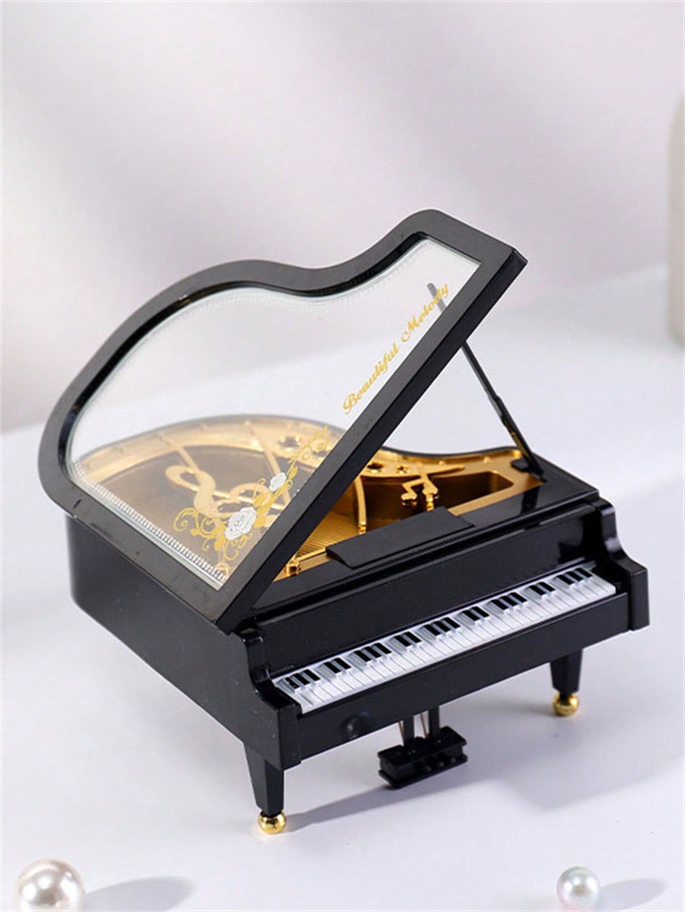 1pc Piano Key Wind-Up Music Box - Suitable As Birthday Gift For Girls Or Desk Decoration