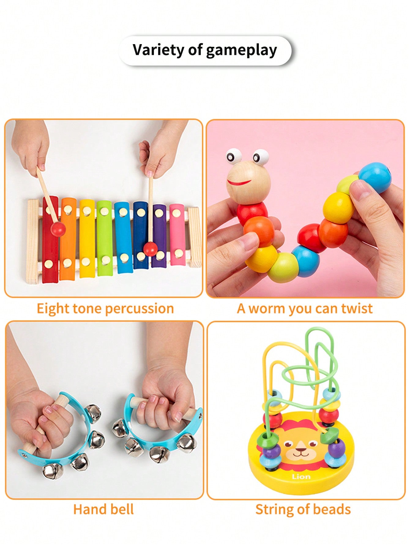 Christmas Decoration 10pcs Montessori Educational Wooden Toys For Boys Girls, Preschool Learning Toys Suitable For 3-6 Years Old Kids, Great Birthday/Halloween/Christmas Gifts