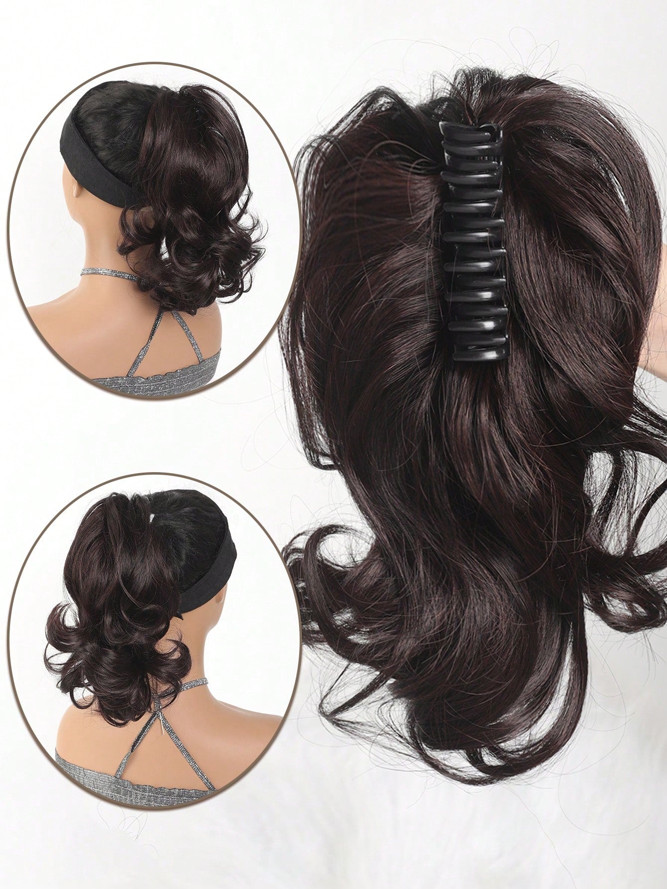 Elegant Claw Clip Ponytail - Short Curly Wavy Look, Synthetic Hair Extensions For Daily Chic, Easy-To Attach Hair Accessory For AlI Occasions