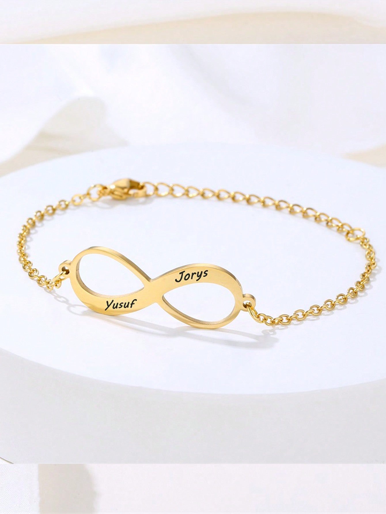 Customized Stainless Steel Engraved Name Women's Bracelet, Personalized Adjustable Infinity Hip-Hop Bangle, Family Jewelry Christmas Valentine's Day Gift For Girlfriend/Wife