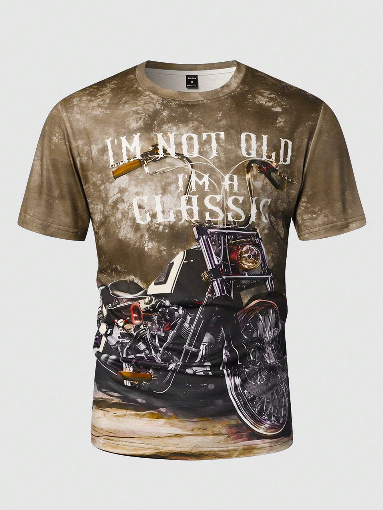 Manfinity LEGND Men's Slogan & Motorcycle Printed Short Sleeve T-Shirt