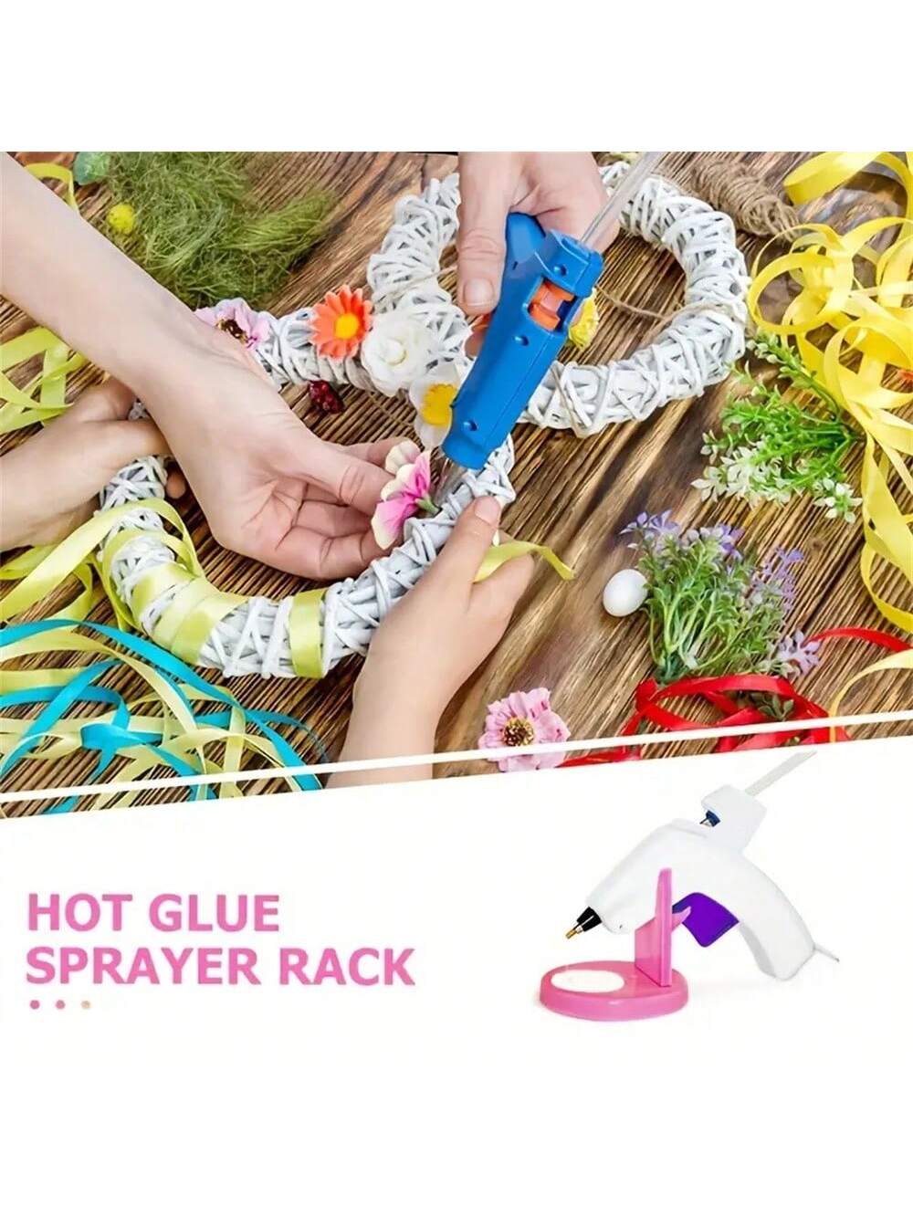 1pc Blue Hot Glue Gun Holder Plastic Hot Melt Glue Gun Base Organizer Floral Craft Tool Storage Rack Part Home DIY Repair Tool