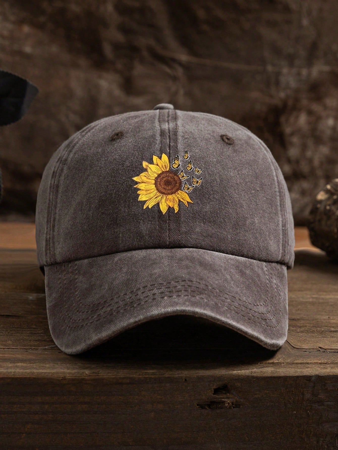 1pc Unisex Outdoor Casual Sunflower Print Adjustable Baseball Cap