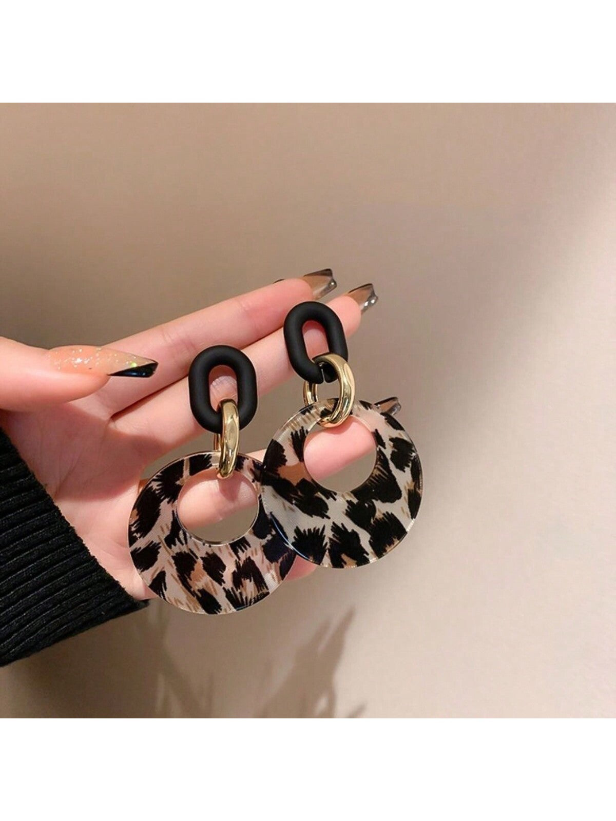 Leopard Pattern Round Drop Earrings