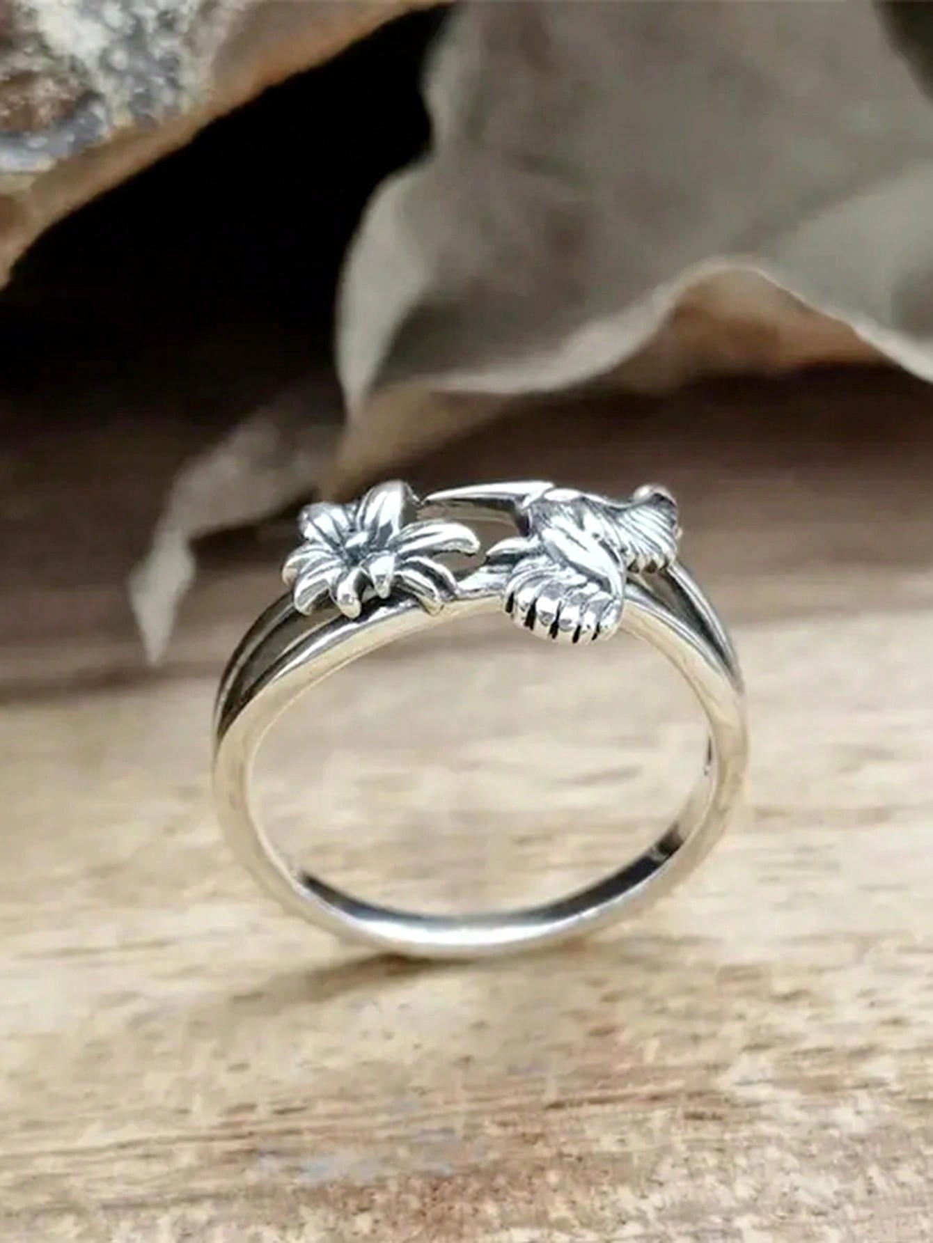 1 PC Retro Style S925 Sterling Silver Rings Wedding Jewelry For Women Fine Jewelry