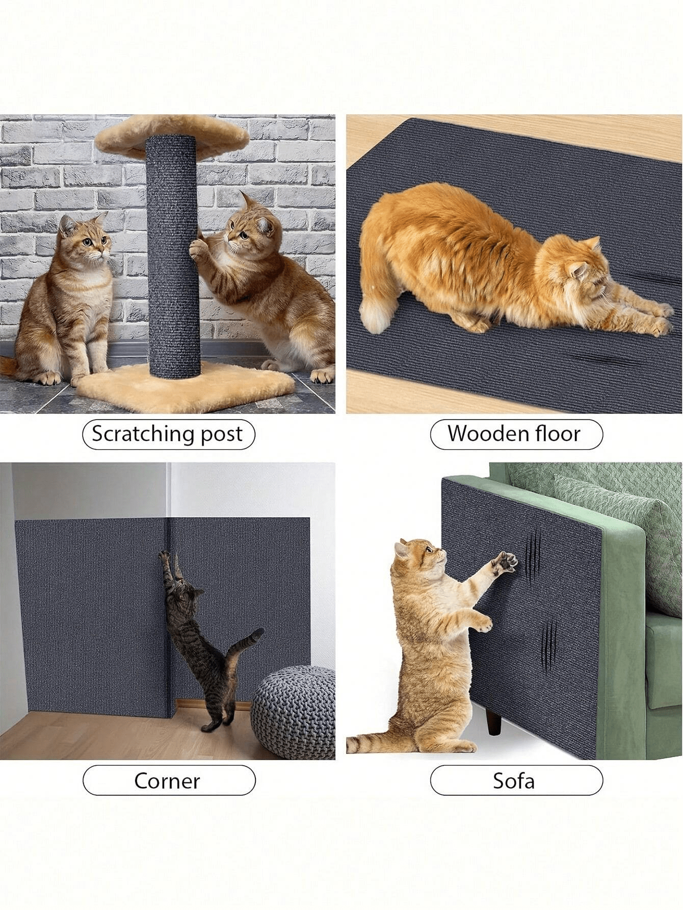 Wall Mounted Cat Scratching Pad Non-Slip Self-Adhesive Cat Scratching Board, Durable And Cuttable Indoor Furniture Protector, Cat Scratching Stickers